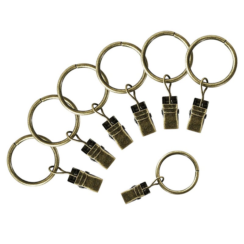 Lansian 44 Pack Curtain Rings with Clips Hooks 1 inch Rustproof Matte Metal Stainless Steel Drapery Rings for Tension Rod Bracket Eyelets Decorative Hangers, Bronze (1" Interior Diameter) - Image 5